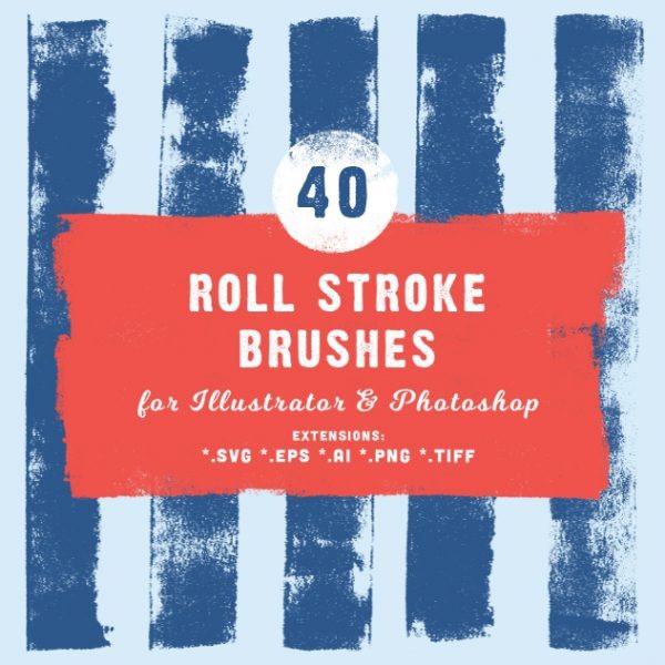 40 Roll Stroke Brushes for Illustrator & Photoshop #strokes #rollstrokes #roll #rollbrushes 