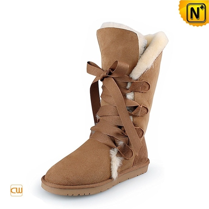 Ladies Brown Shearling Lined Boots CW314403 #boots #shearling #lined