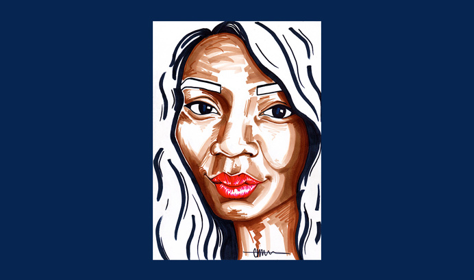 Ifee for 'Birthday Special' series by Chiamaka Ojechi #illustration #navy #redlips #markers #promarkers #minimal
