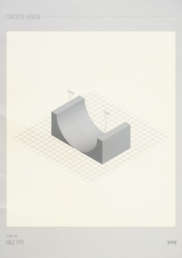Concrete Heaven - Hadrien Degay Delpeuch #isometric #concrete #skatepark #print #skate #poster #skateboard #paper