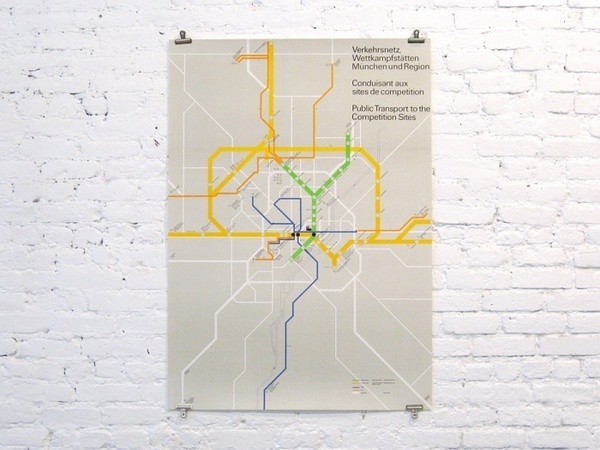 Public Transport to the Competition Sites, Munich Olympics, 1972, Otl Aicher #olympic #design #graphic #map #wayfinding #aicher #munich