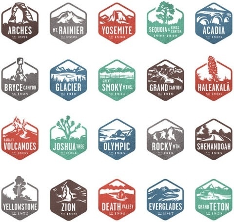 FFFFOUND! | Design Work Life » Valerie Jar: National Park Stamp Icons #stamps #logos
