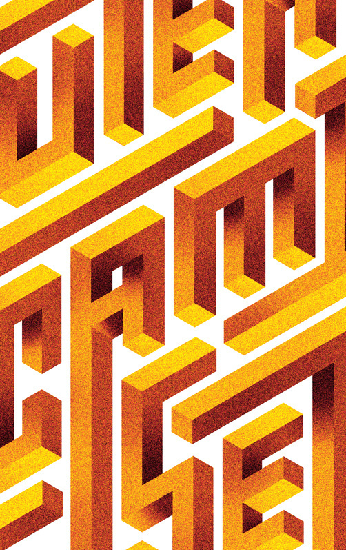 Impossible lettering #3d #impossible #illustration #typeface #gradient #cool #font #text #lettering #optical #perspective #geometric #shirt #cover #poster #duotone #type #geometrical #noise #grid #illusion #minimal #editorial