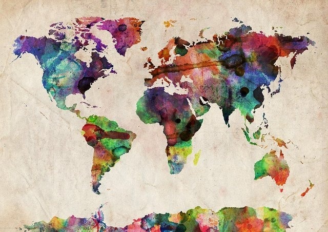 World Map Watercolor by Michael Tompsett #tech #flow #gadget #gift #ideas #cool