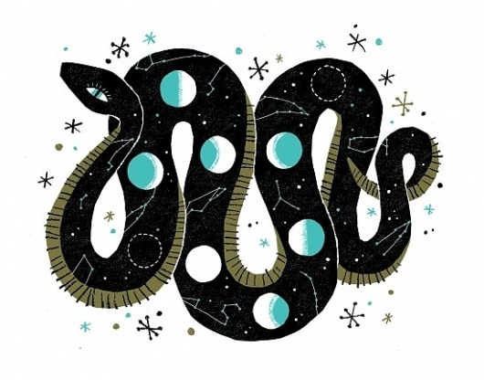 Illustrated Astronomy Art Prints by Small Talk Studio | Oh So Beautiful Paper #constellation #astronomy #letterpress #snake #stars #moon