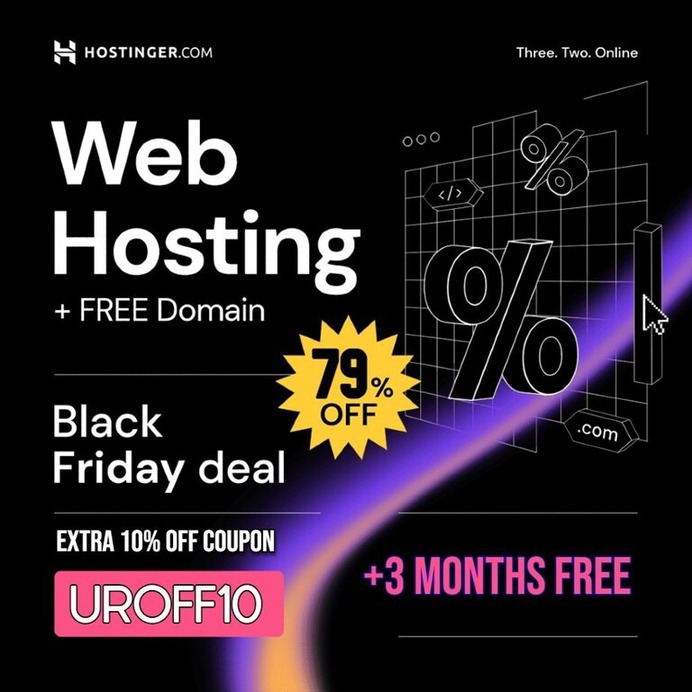  Black Friday Web Hosting Sale 2024 is finally here! 🛍️ Sign up today, and get the high quality web hosting services - up to 79% off + Free Domain + Extra Months free: https://bit.ly/3pDjLPG  

There's no better time to finally launch your dream website 🚀 with extra 10% off all hosting plans with coupon "UROFF10". 

Free domain, SSL, CDN 
Free website migration 
24/7 customer support 
Money-back Guarantee 

Explore the biggest web hosting deals of the year here: https://bit.ly/4fi3mcb 

