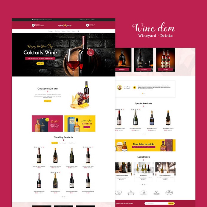 #Wine #Dom & #Yard #Drinks - #Prestashop #Responsive #Theme | #TemplateTrip #eCommerce #Website #Design #Template