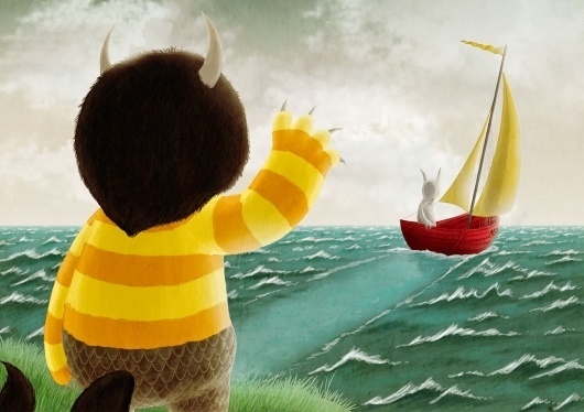 tumblr_m3tqhon5Av1r3xmk7o1_1280.jpg (1280×905) #illustration #sea #boat #where #the #wild #things #are #sad #farewell #sendak