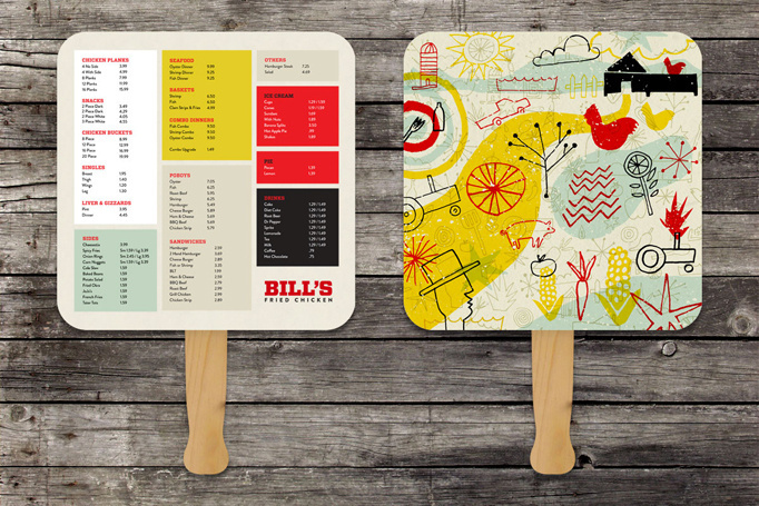 Bill's Fried Chicken menus #fan #menu #art of the menu #bill's fried chicken