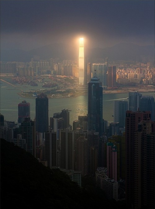 Tower of Sauron in Hong Kong. #sun #kong #aerial #city #metropolis #reflection #hong #tower #buildings