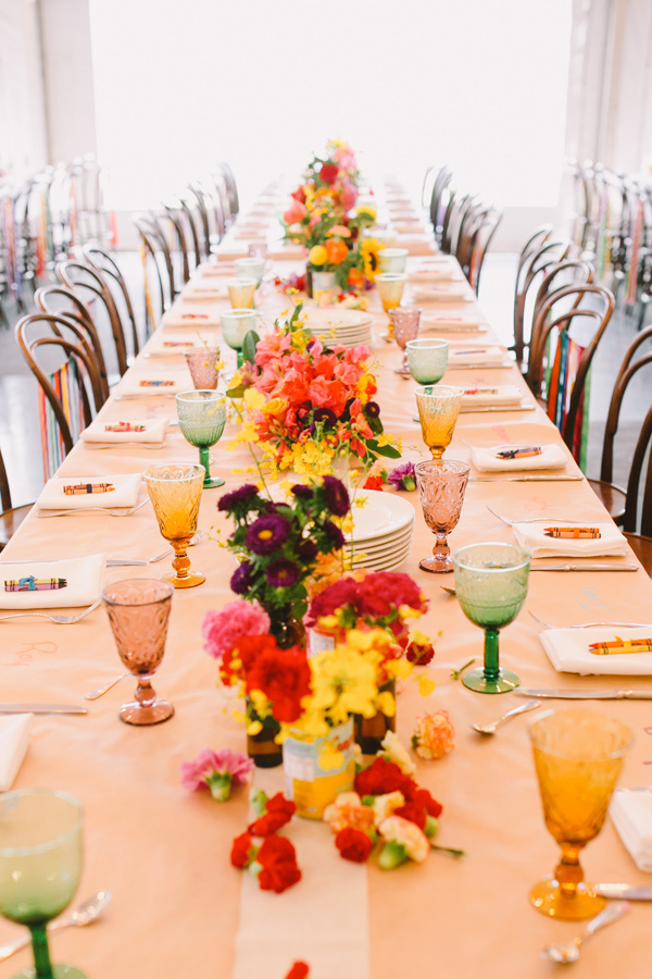 colorful centerpiece ideas - photo by Lara Hotz http://ruffledblog.com/australian-polo-club-wedding #flowers #party #decoration #wedding #co