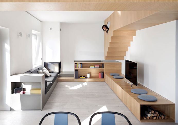Studio Gosplan Created Cross-shaped Wooden Furniture for Renovated Flat - InteriorZine