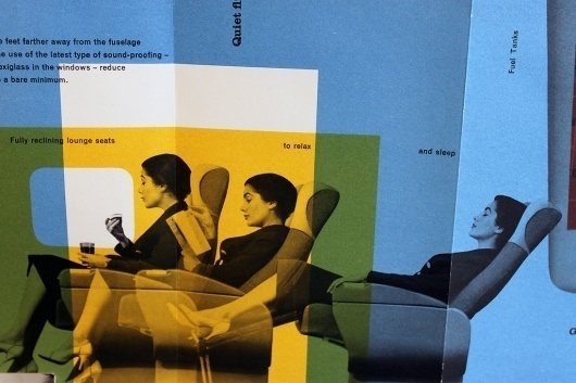 All sizes | Swissair – DC7c Seven Seas | Flickr - Photo Sharing! #woman #airplane #diagram #cyan #yellow #swissair #relax #graphics