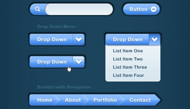 Blue modern web Free Psd. See more inspiration related to Blue, Web, Modern, Buttons, Web button, Horizontal and Kit on Freepik.