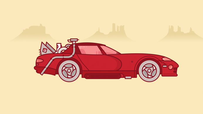 Back to the future car illustration - www.lucasjubb.co.uk