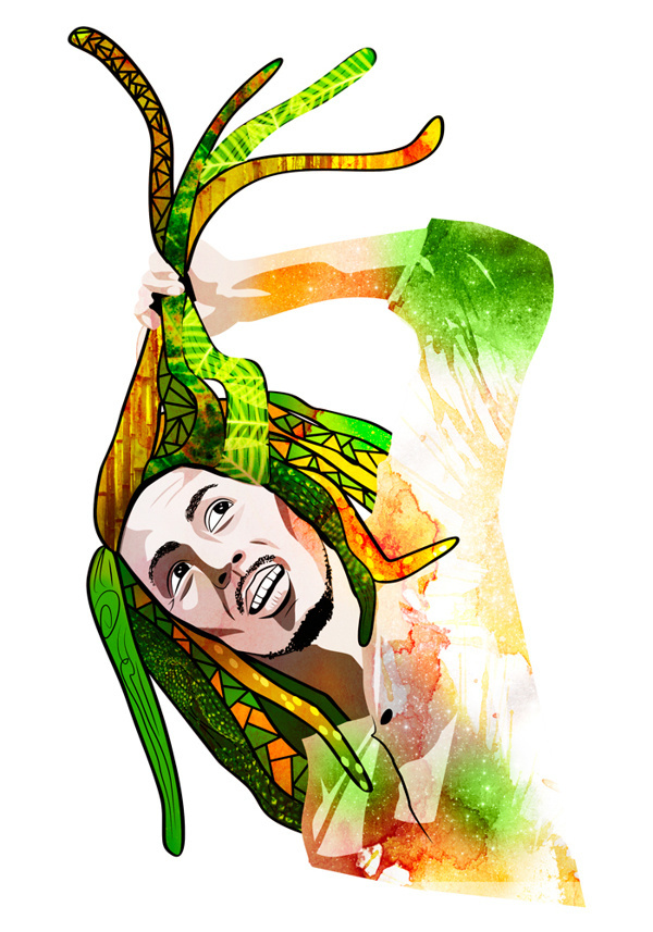 El Gran Bob - Ilustracixc3xb3n vectorial #vector #marley #icon #roots #bob #illustration #music #reggae #character