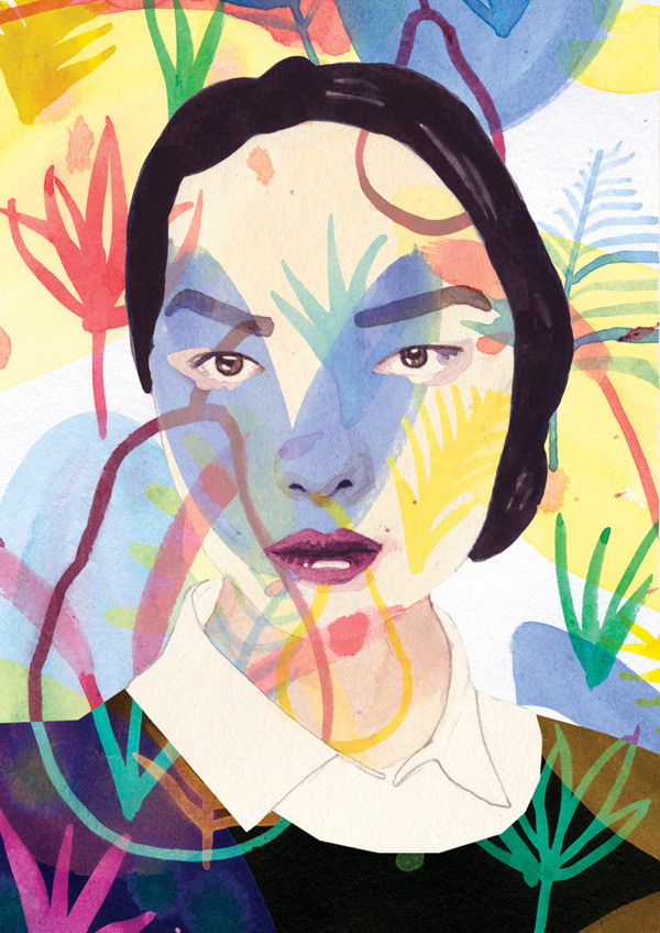 illustration, watercolors, portrait, layers