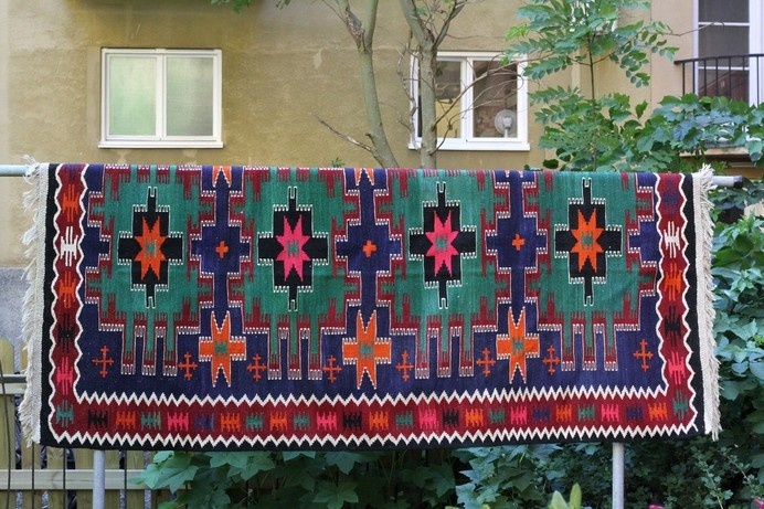 kilim / karabagh #kilim #pattern #imtun #orange #kelim #blue #carpet #rug #colour #swede #green