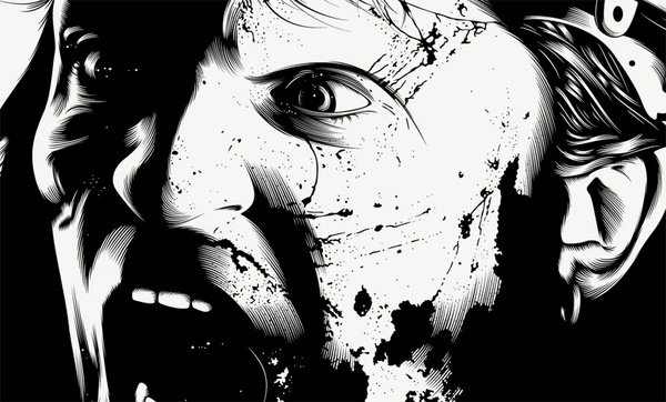Cockneys vs Zombies on the Behance Network #white #blackwhite #black #illustration #and #zombies #bw