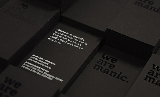 Manic Namecards 2011 on the Behance Network #hotstamp #silkscreen #black #namecards #manic