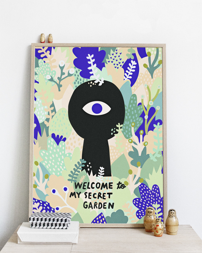 #nordic #design #graphic #illustration #danish #bright #simple #nordicliving #living #interior #kids #room #poster #garden #secret #leaves