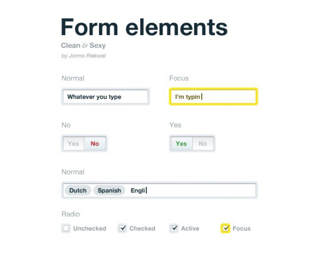 Clean and sexy form elements Free Psd. See more inspiration related to Text, Check, Elements, Clean, Form, Field, Horizontal, Toggle and Text field on Freepik.