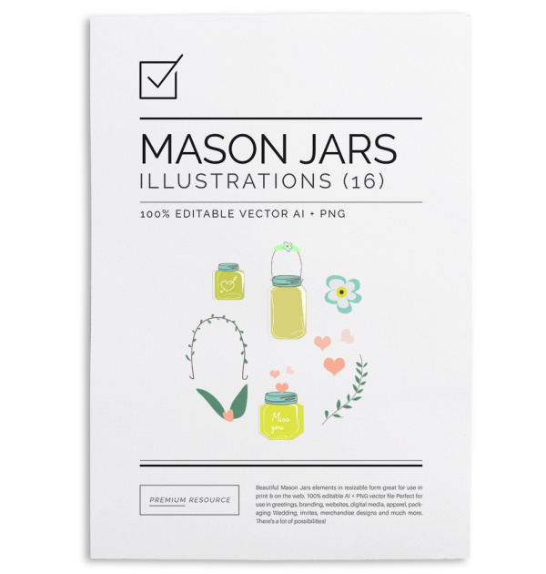 Nice little mason jar set to help you decorate your scrapbook, tags, cards and other printables or even for use on your blog as icons!