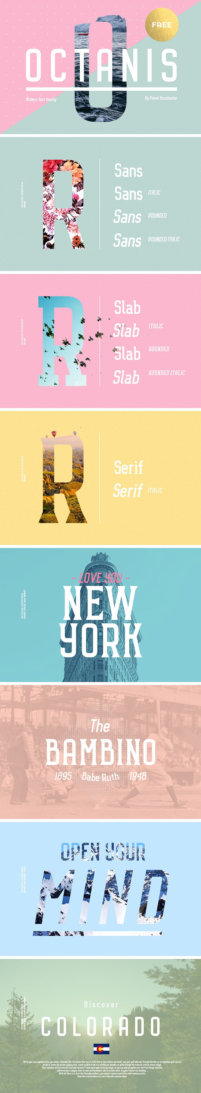 Octanis font family: download sans, slab & script typefaces