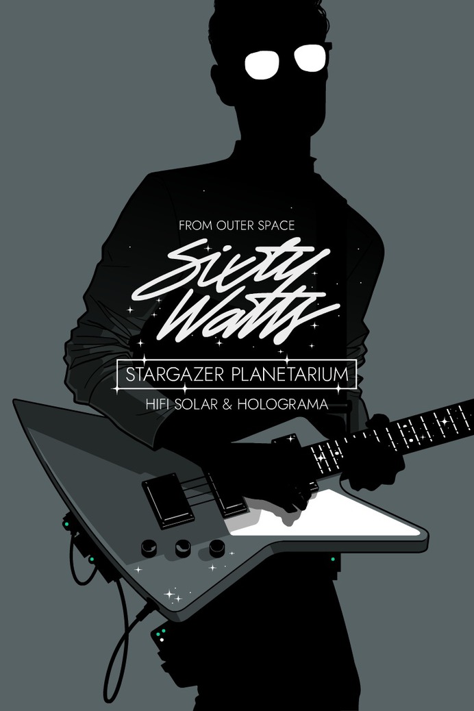 Gianmarco Magnani - Sixty Watts - Live From The Stars Poster #gianmarcomagnani #illustration #poster #posterdesign #prints #typography #typeposter #typographicposters #minimal #flat #design #graphicdesign #art #black #retro #future #futurism #vector #sixtywatts #scifi #sciencefiction #science #fictions #concertposter #musicposter #planetarium #fromouterspace #music #hifi #hifiaudio #hifisound #hifisystem #audiophile #stereo #scifiart #space