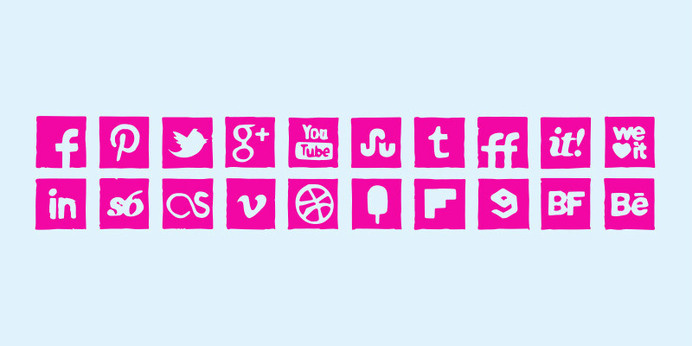 Pink Ink Icons Set #pink #icons #social