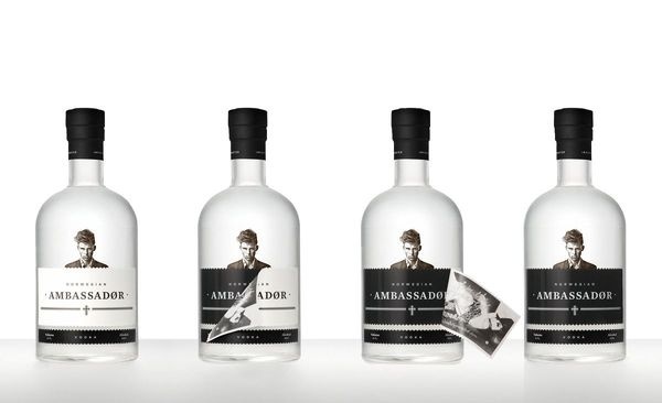 Norwegian Ambassadør — Peel off label. Design by Sans Colour. #packaging #alcohol