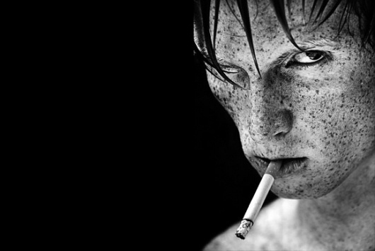 The Dark Side of The Portrait Photography :: koikoikoi.com - Visual Arts Magazine, graphic design, illustration, photography, interviews, inspiration, #white #cigarette #black #photography #portrait #and