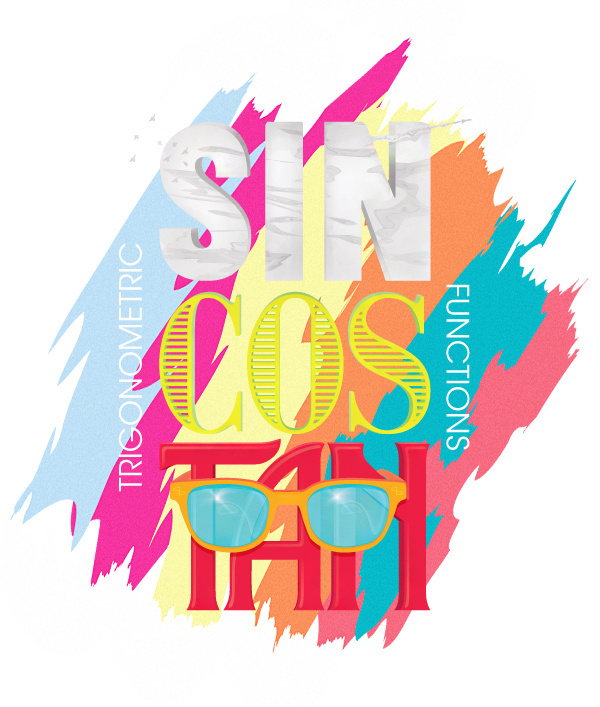 Sin Cos Tan ~ Funky Functions #colourful #sun #sunglasses #trigonometry #hot #illustration #science #typography