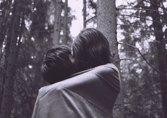 anna marek. #black and white #photo #love #forest #kiss #hug