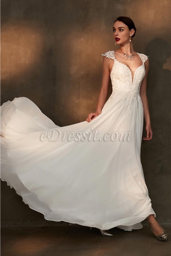 eDressit Gorgeous Cap sleeves Beaded Women Wedding Dress (01200907)