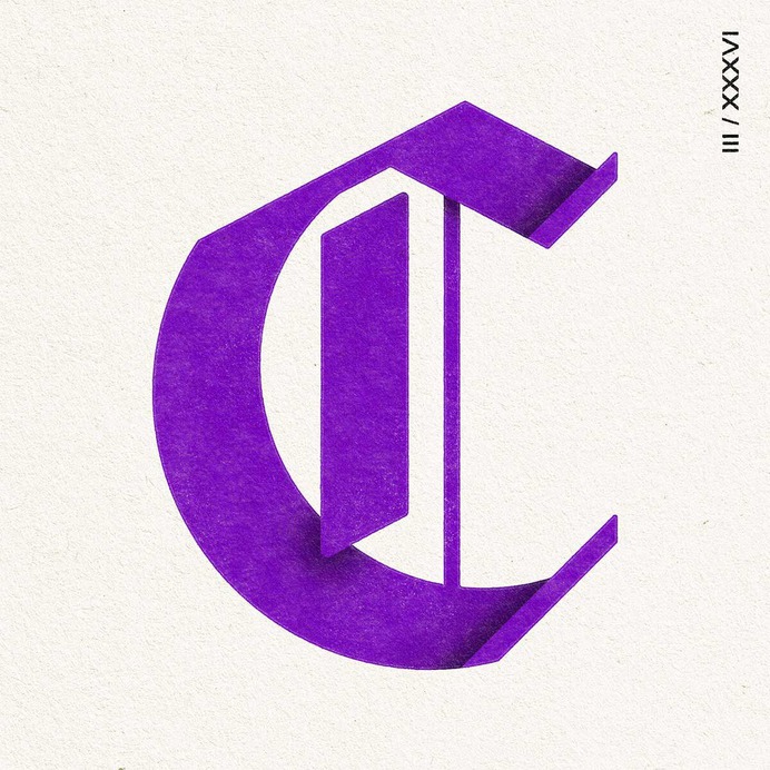 Louise Twizell - Typography - 36 Days of Type - 'C' Design #typography #type #custom #lettering #typedesign #design #36daysoftype #gothic #blackletter #purple #alphabet #typographyc
