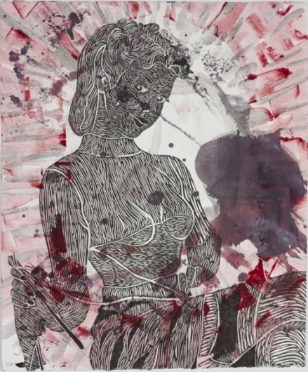 Tight Knit Redux #woodcut #red #monotype #printmaking #pink #adno #mike #black #purple