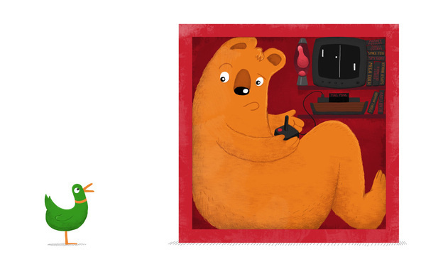 Children's book illustration - Tom Wolley #wolley #duck #box #tom #illustration #bear #games