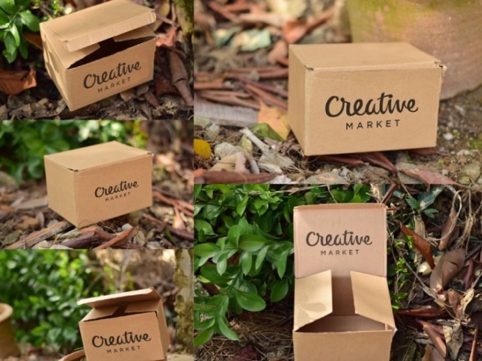 Free Cardboard Box Mockup