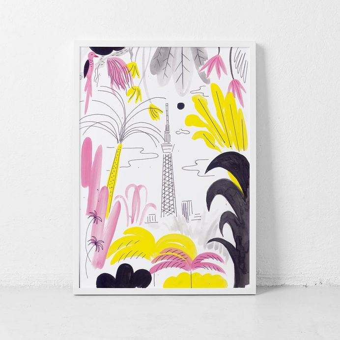 tokyo skytree🌴🎌🦎original artwork from my tropicana series, ink, fineliner and acrylic on paper, 21x30cm . . . . . #nature #naturetakesover #naturetakescontrol #illustration #originalart #artwork #tokyo #tokyoskytree #skytree #tokyolove #tokio #ink #inkonpaper #palmtrees #jungle #carolinloebbert #drawing #tropicana #tropical #tropicalisland #tropicalfeeling