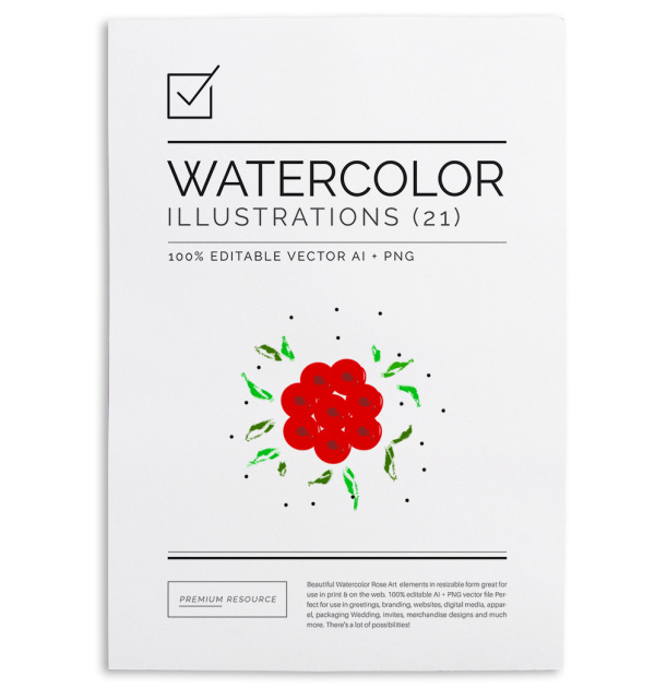 Watercolor Rose Art Set $5.00