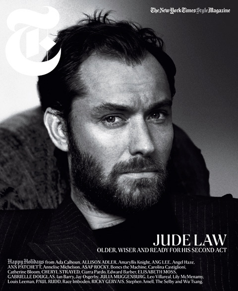 Ami jacket, $1,080; mrporter.com. Hermès sweater, $1,325; hermes.com. #cover #law #magazine #jude