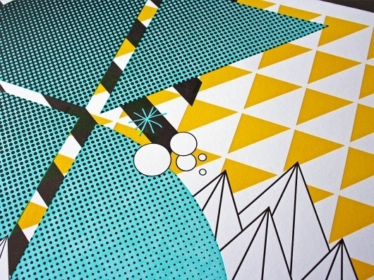 SoundSet Poster | Studio On Fire #halftone #geometry #pop #yellow #triangle #crcle #blue