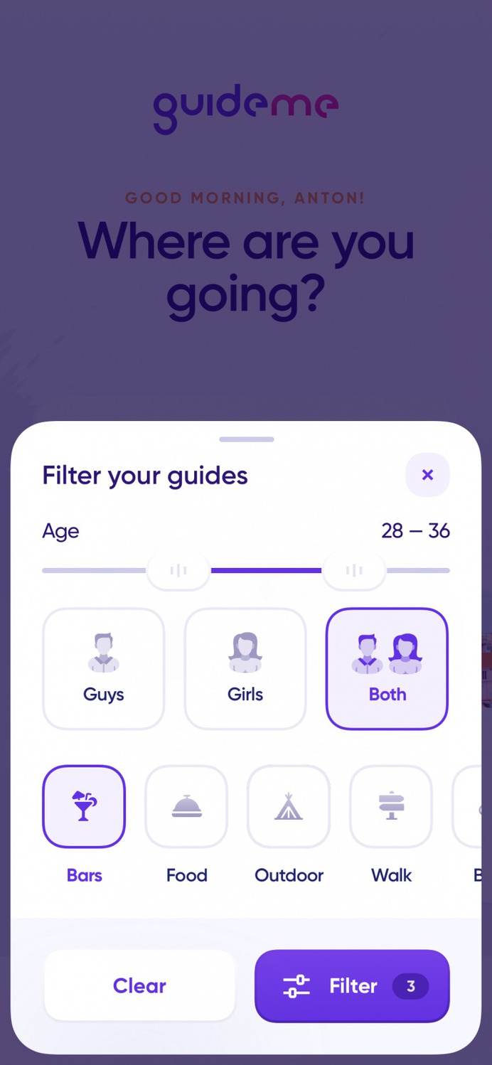 City guides iOS: Filters