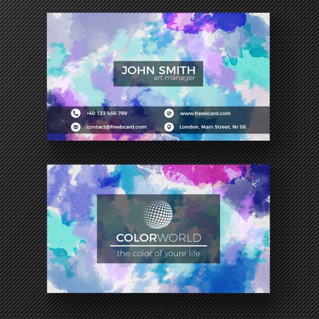 Corporate card with watercolor Free Psd. See more inspiration related to Logo, Business card, Mockup, Business, Abstract, Card, Template, Office, Visiting card, Presentation, Stationery, Corporate, Mock up, Company, Modern, Branding, Visit card, Identity, Brand and Watercolors on Freepik.