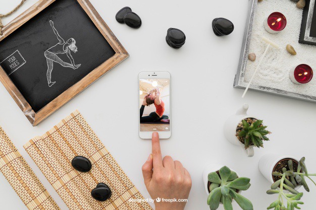 Yoga composition with smartphone Free Psd. See more inspiration related to Mockup, Spa, Health, Cute, Yoga, Smartphone, Chalkboard, Mock up, Plant, Decoration, Drawing, Cactus, Bamboo, Healthy, Decorative, Peace, Mind, Balance, Draw, Relax, Pot, Meditation, Wellness, Healthy lifestyle, Candles, Lifestyle, Up, Tablecloth, Stones, Relaxation, Composition, Mock, Peaceful, Pose, Yoga pose and Inner on Freepik.