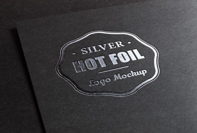 Logo mockup with metallic foil printing Free Psd. See more inspiration related to Logo, Mockup, Silver, Print, Psd, Printing, Metallic, Horizontal, Foil and Stamping on Freepik.