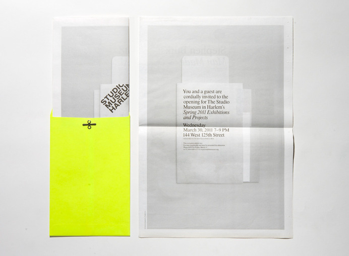Studio Lin #invite #invitation #yellow #newspaper #envelope #neon