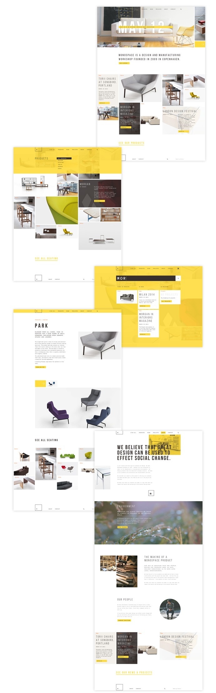 Monospace website concept #grid #white #yellow #interior #website #web #responsive #furniture #niketo #saint-petersburg #russia