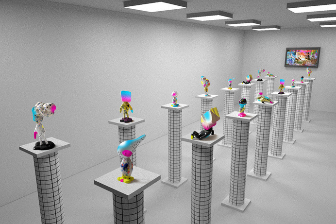 I'm not digital - ceramic, spray paint, objects, installation, diploo studio #vaporwave #diploo #sculpture #installation #fresh #design #glitch #art #ceramic